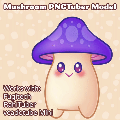 Gif of a mushroom character with a purple cap and eyes. They are looking around and opening their mouth