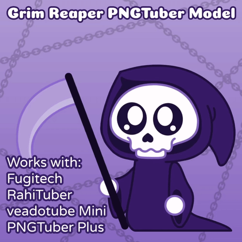 Reaper Gif of a cartoony Grim Reaper with a scythe looking around and opening his mouth